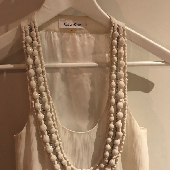 Calvin Klein White Dress Shirt Necklace  built in S - Picture 7 of 8